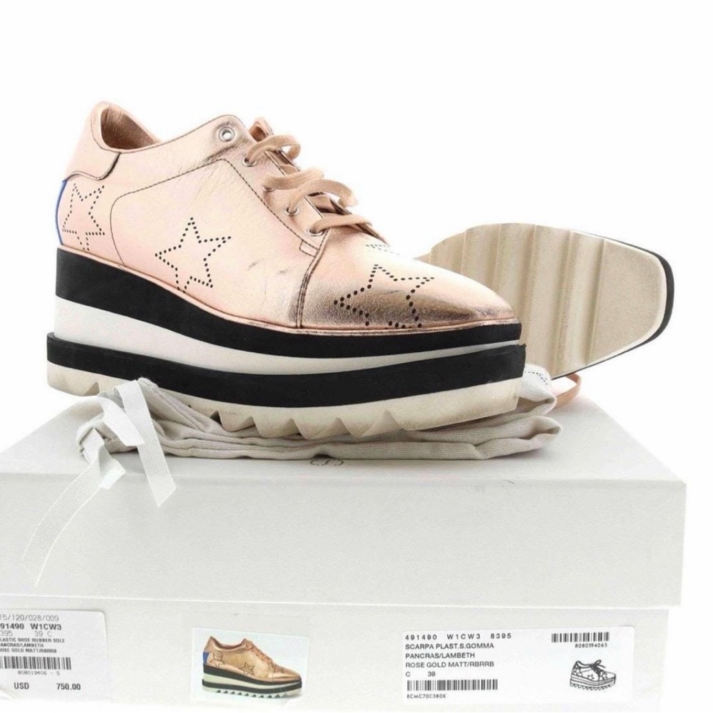Stella McCartney Scarpa Platform Rose Gold Platform Lace-Up Sneakers
